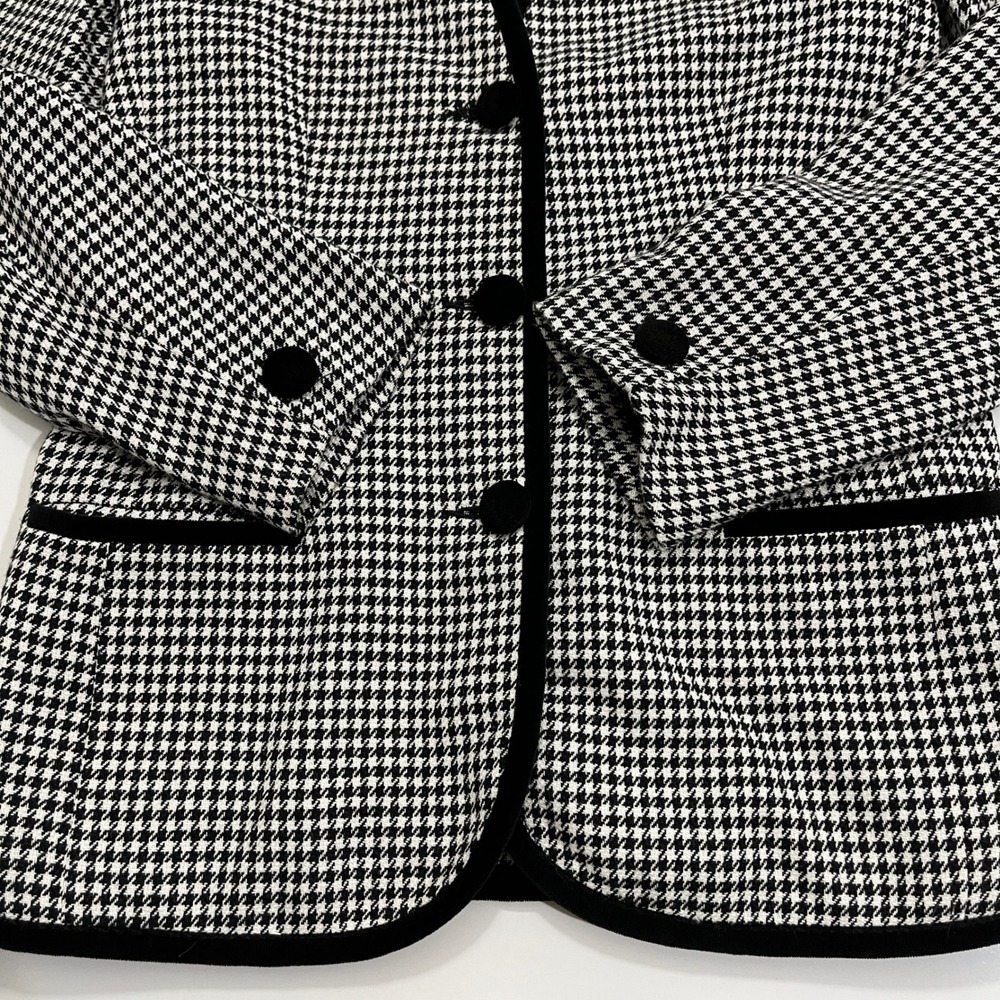 Leslie Fay Blazer‎ Womens 8P Black White Houndstooth 90s Vintage Office Tailored - Picture 14 of 16